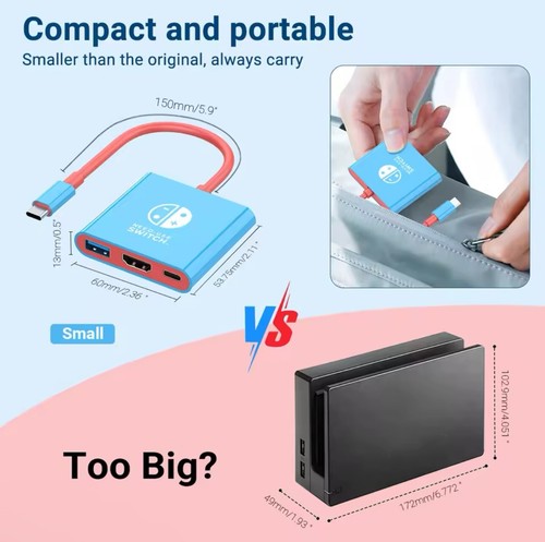 Nintendo Switch OLED 3-in-1 Type-C Hub Adapter USB-C to USB 3.0 HDMI & USB-C PD - Picture 25 of 38