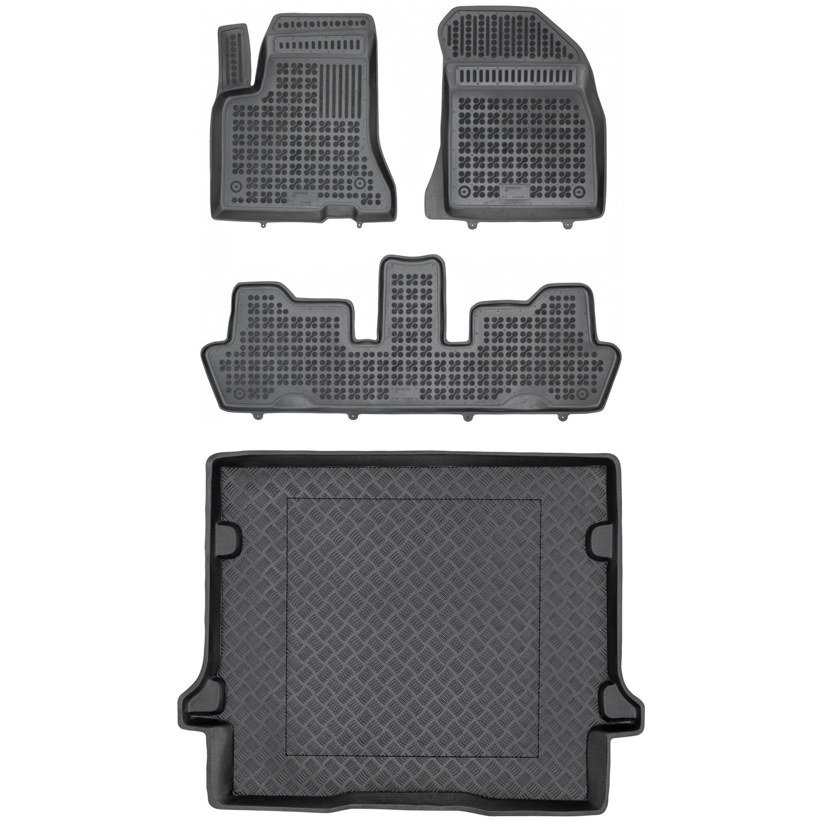 Jeu de tapis de coffre en PE et sol noir RX12100118-1 pour Citroën C4 Grand Picasso