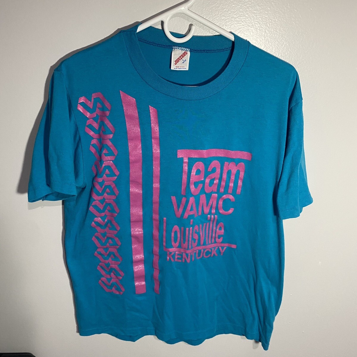 Vintage Kentucky Louisville Blue Pink Short Sleeve Single Stitch T