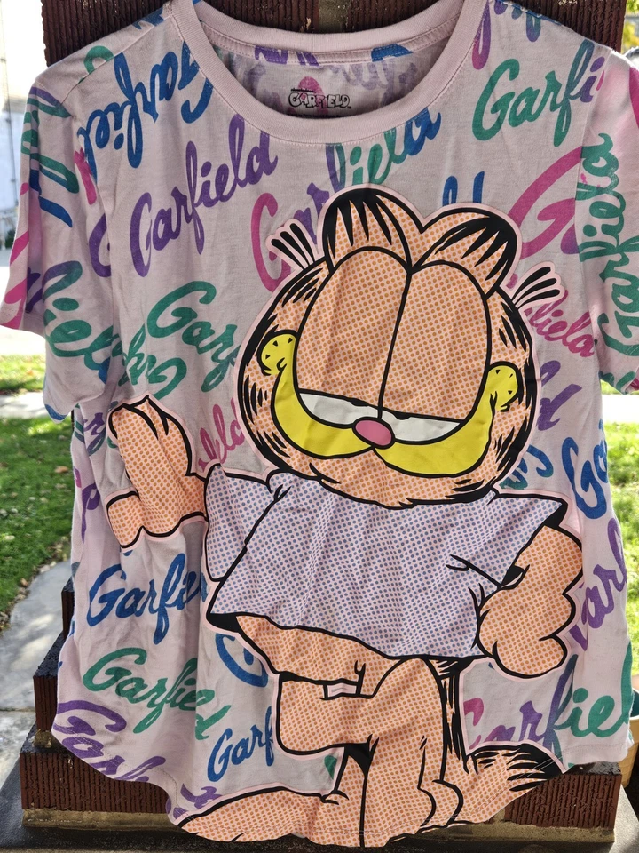 Camisa Garfield Mujer XXL 2XL Juniors (19) Colorida Manga Corta Mezcla Algodón  Foto 2 de 4