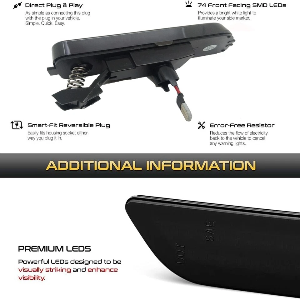 For VW MK4 Golf GTI R32 Jetta Smoked Lens Amber LED Front Side Marker Lights Foto 4 de 4