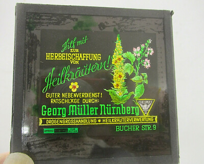 Kino Reklame Glasplatte  Drogeriegroßhandel Georg Müller Nürnberg  Merkur ~ 1950
