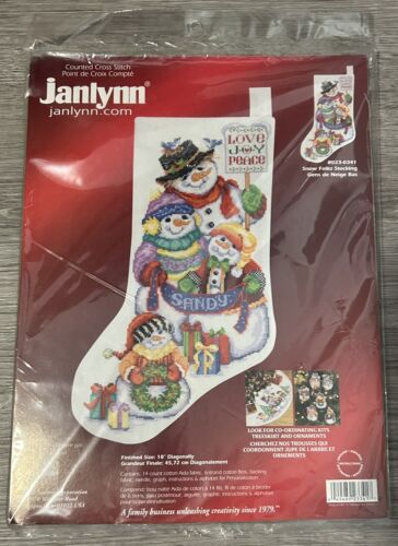 Janlynn #023-0341 Snow Folks Stocking counted cross stitch kit - Foto 1 di 3