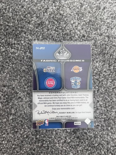 2009-10 UD SP GAME USED JOHN STOCKTON THOMAS MAGIC JOHNSON PAUL JERSEY /199 - Picture 2 of 2