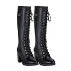 Classic Women's Genuine leather Boots for Biker Lace up High rider Boots