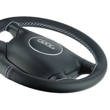 Pokrowiec na kierownicę pasuje do Mercedes W210 Pokrowiec na kierownicę Skóra naturalna Pokrowiec Szew biały