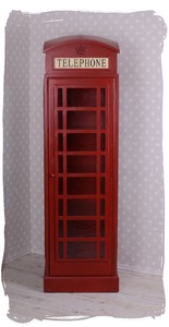 English Phone Box Glass Cabinet Shelf Red