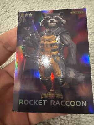 marvel contest of champions rare cards Marvel Contest Of Champions Arcade, Rare Card #56 Rocket Raccoon In Foil  Version