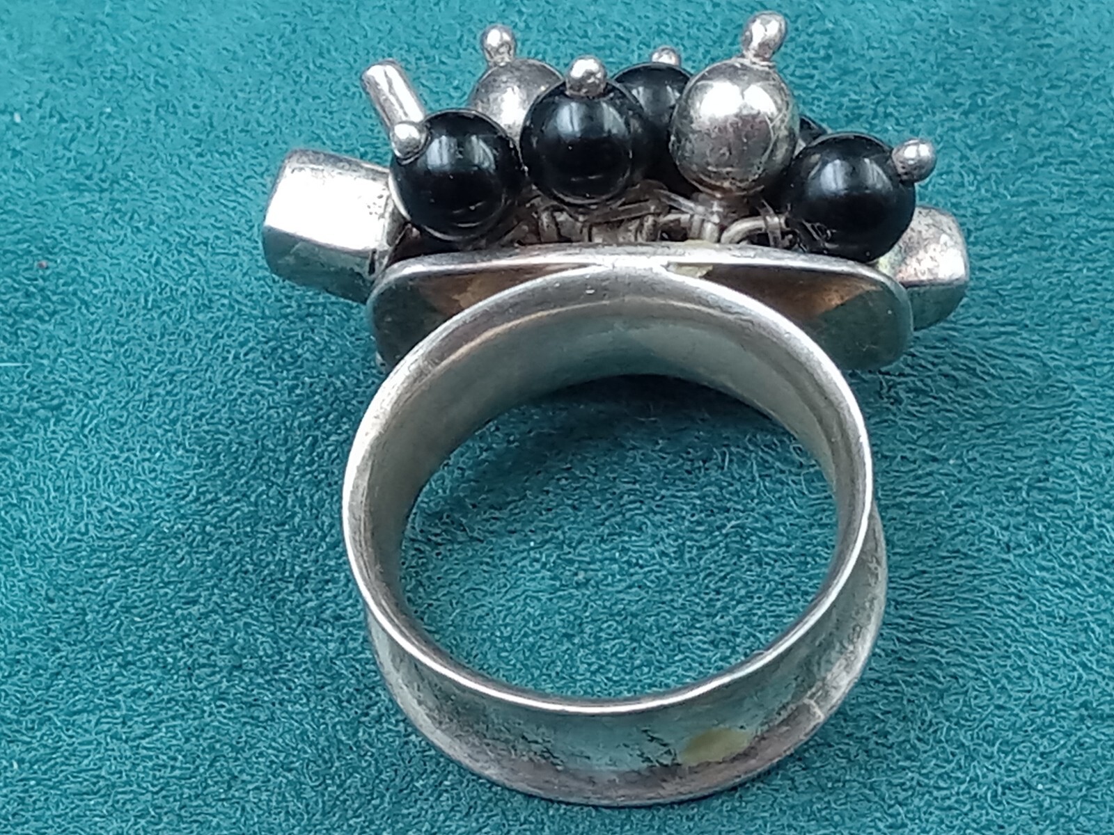 Statement Artisan Made Sterling Silver Ring w. Sp… - image 6