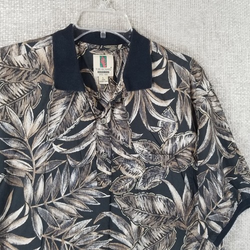 Tori Richard Honolulu Polo Shirt Men’s Large 100% Cotton Lawn Brown Leaf VTG - Picture 2 of 11