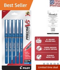Precise V5 Extra Fine Rolling Ball Pens, 0.5 mm, Blue - Pack of 5 for Smooth ...