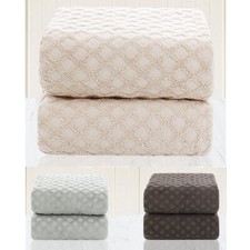 Soft and Thick Absorbent 100% Cotton Jacquard Diamond Bath Towel 2pcs 27x54inch