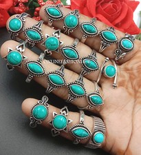 Turquoise Gemstone 925 Sterling Silver Plated Wholesale Lot Marquish Rings