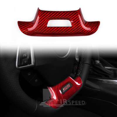 For Camaro 16-2022 REAL HARD Carbon Fiber Steering Wheel Center Panel Cover RED