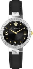 Versace VE2K00221 Greca Lady silver black Leather Women's Watch NEW