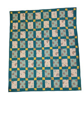 Baby Handmade Pre-Owned Quilt w/Jungle Theme Cotton Blanket 46"x 39" Boy/Girl 