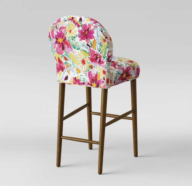 Opalhouse Caracara Chestnut Finish Solid Wood Legs 32" Rounded Back Barstool. - Image 2 of 4