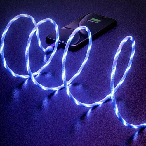 For Charger Data Type-C iPhone USB Sync Flowing Light Up Cable Charging Cord - Photo 7 sur 16