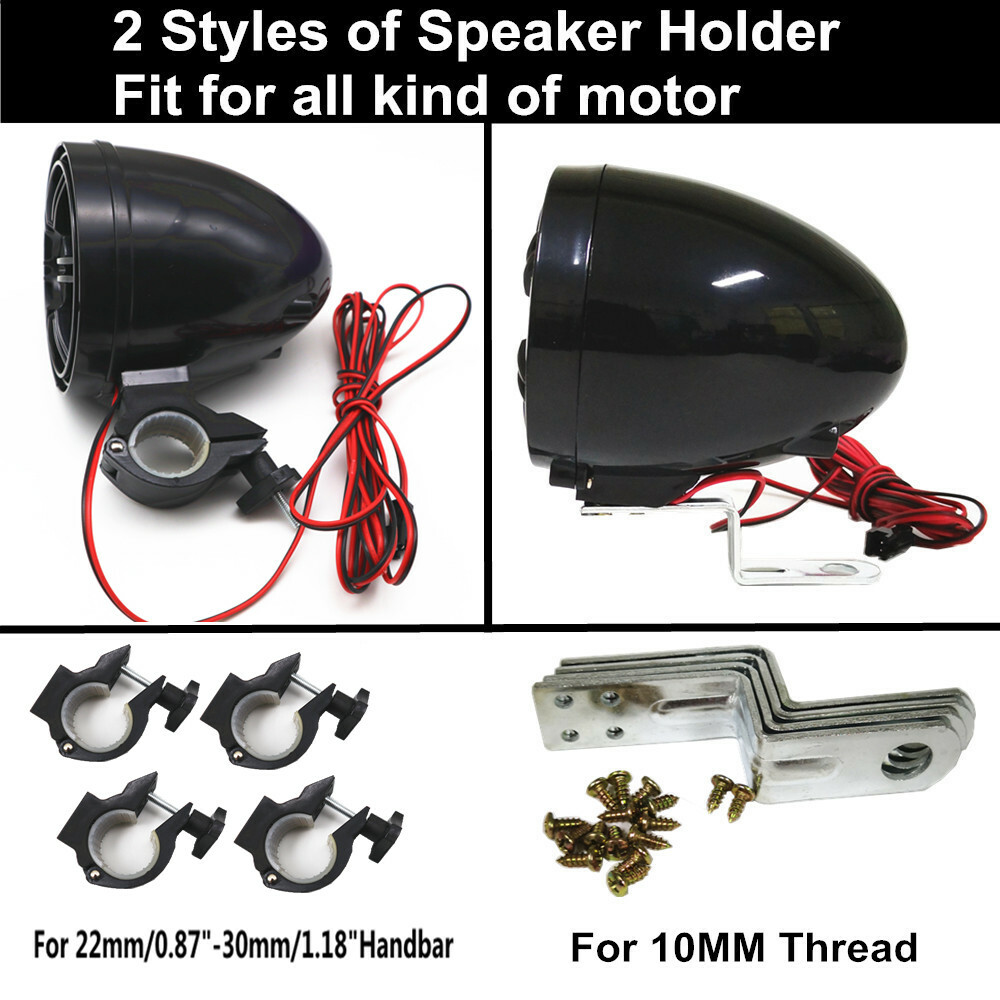 Aileap M150 Motor Versterker Audio Systeem Met Aux, MP3, Fm Radio, 4 Inch Full Range Waterdichte Bluetooth Stereo Speakers, Fit Voor 1 Tot 1.5 In. Stuur Motorfietsen Atv Utv Rzr (Zwart, Netto