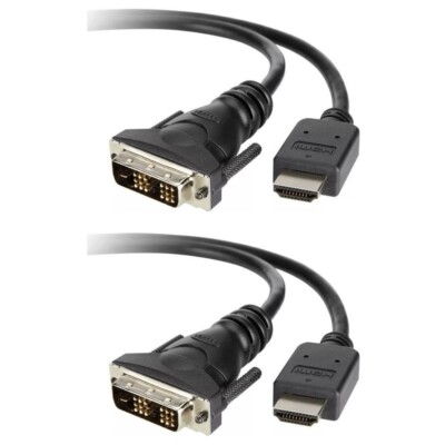 2x Belkin 3m HDMI auf DVI 18+1 Digital Kabel FULL HD 1080p PC Monitor TV Ad