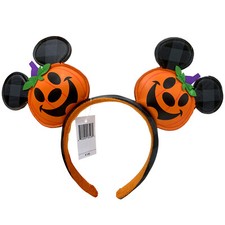 Mickey Minnie Mouse Halloween Disney-Parks Headband Pumpkin Jack O' Lantern Ears