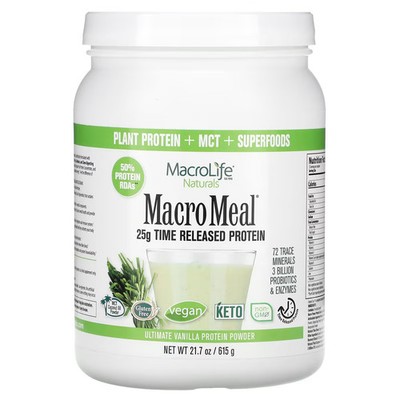 2 X Macrolife Naturals, MacroMeal, Ultimate Protein Powder, Vanilla, 21.7 oz (61