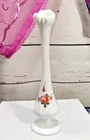 Vintage 9" Tall Fenton Milk Glass Swung Bud Vase Hand Painted by Connie Ash