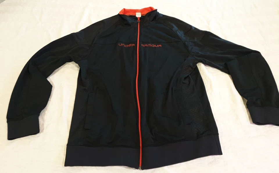 Chaqueta Under Armour Strength cremallera completa para hombre XXL negra naranja ajuste ceñido respirar Foto 2 de 4