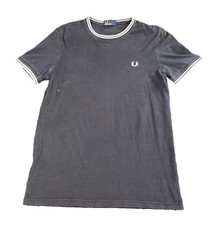 Fred Perry Twin Tipped T-Shirt Black Small S Cotton Embroidered Logo M1588