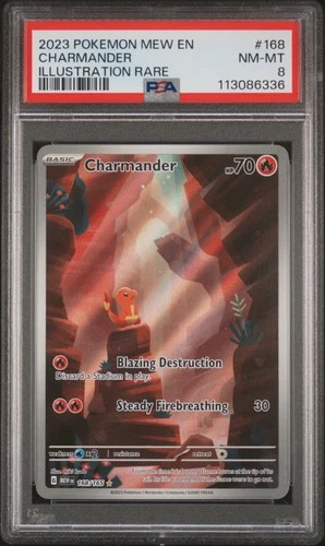 2023 POKEMON MEW EN-151 ILLUSTRATION RARE #168 CHARMANDER PSA 8