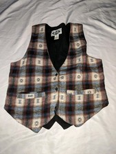 Vintage Ride Vest Aztec Print Size Medium 3 Button Tie Back Made In Nepal