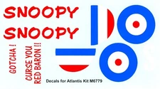 Starfighter Decals SNOOPY SOPWITH CAMEL Decal Set for Atlantis Kit
