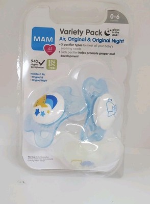 MAM Pacifier Variety 3 Pack 0-6m Air, Original & Original Night 