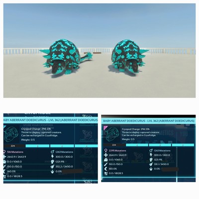 DOEDICURUS ABERRANT TRON TOP STATUS PAIR BABY ARK ASCENDED PVE PC/XBOX/PS5