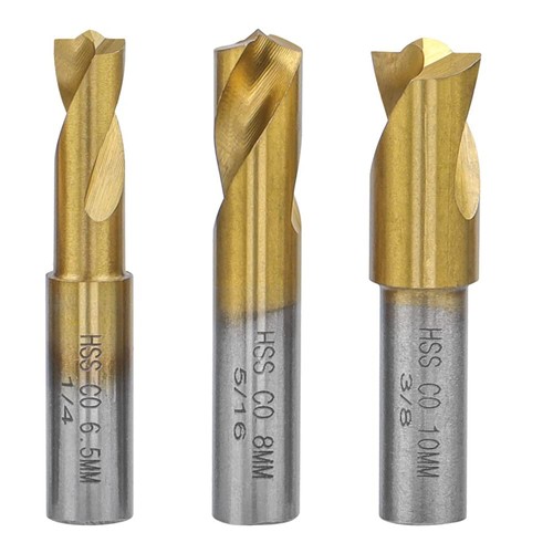 Gasea 3pcs Spot Weld Drill Bits Set HSS Titanium Coated CO Cobalt Spot Weld 