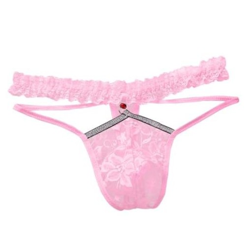 Mens Lingerie Lace Sissy Panties Femboy For Cross Dressers | One Size Pink