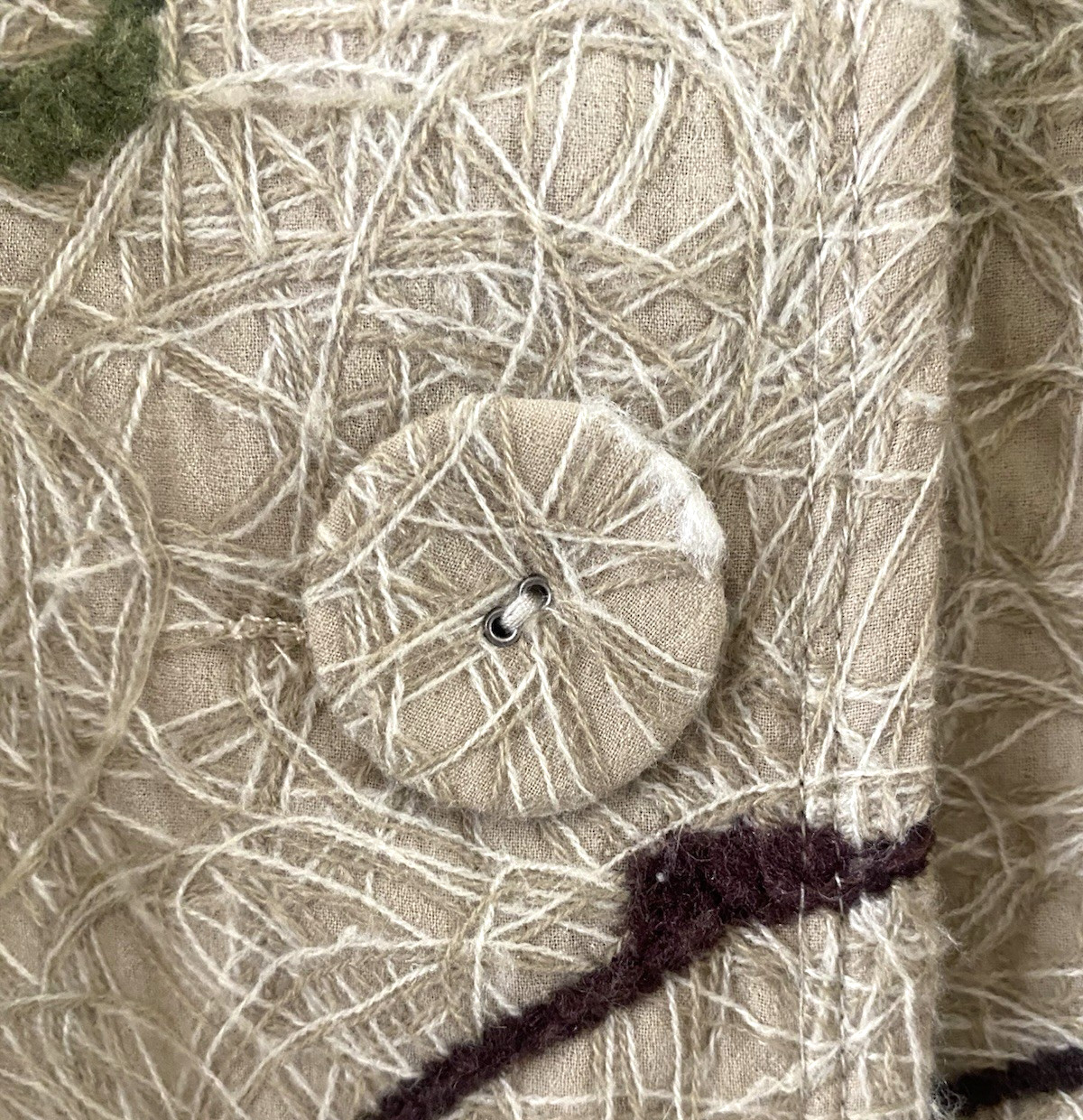 RYU Tan Brown Yarn Pattern Button Front Artsy A-L… - image 7