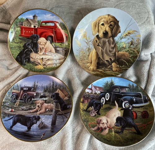 Lot of 4 Dog Collector Plates - 3 8”Royal Doulton Decor & 1 8.5” Knowles
