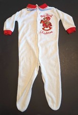VTG My First Christmas Baby Sleeper Terrycloth Sz 18-23 Pounds Bear On Horse