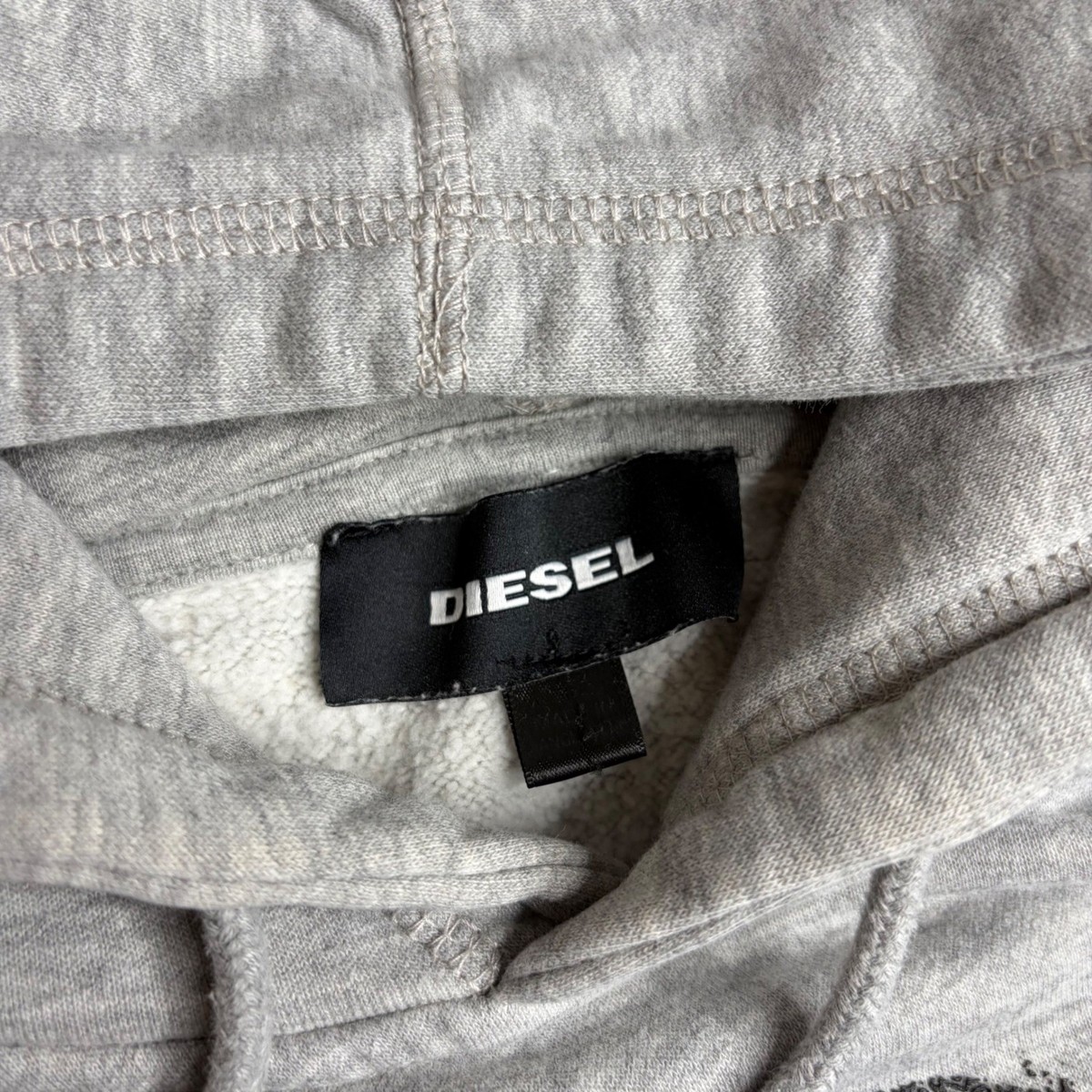 Y2K Diesel Mens Only The Brave Mohawk Logo Hoodie Gray Pullover