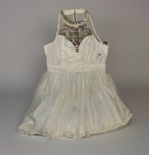 NEW Windsor Fit Flare Dress Womens 13 White Rhinestone Homecoming READ
