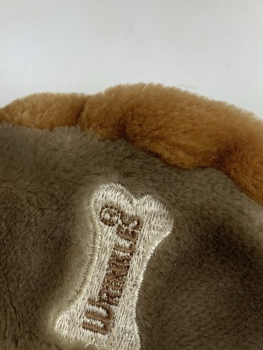 Vintage Ganz Bros Falten Plüsch Hund Handpuppe mit Denim Overall 1981 - Bild 5 von 11