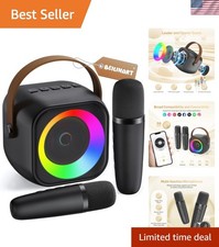 Portable Mini Karaoke Machine with 2 Wireless Microphones - Bluetooth Speaker