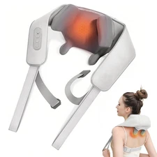 Shiatsu Back Neck and Shoulder Massager with Heat Deep Tissue 6D Kneading Gifts