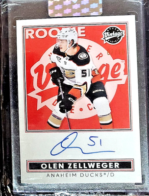 #ad 2024 25 CLEAR CUT HOCKEY. ROOKIE VINTAGE. 07 10 OLEN ZELLWEGER AUTO. VA OZ RED C $277.00