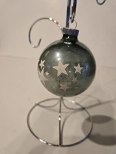 Vintage Green Stencil Shiny Brite Stars Christmas Ornament