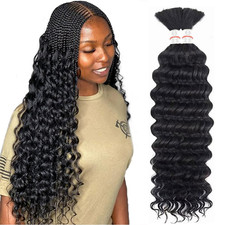 Deep Wave Bulk Human Hair for Braiding 20 Inch Curly Boho Human Hair for Braidin