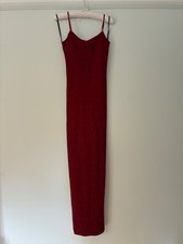 Red rkly evening gown: ball, prom, dinner, cocktail - size 10 UK