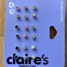 Claire  s 18 Piece Multi Color Rhinestone Stud Earrings Jewelry Set NEW