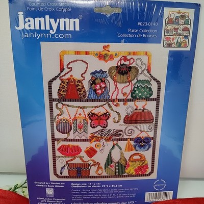 VTG Purse Collection Cross Stitch Kit Janlynn NIP 11x14 Colorful Barbara Baatz 